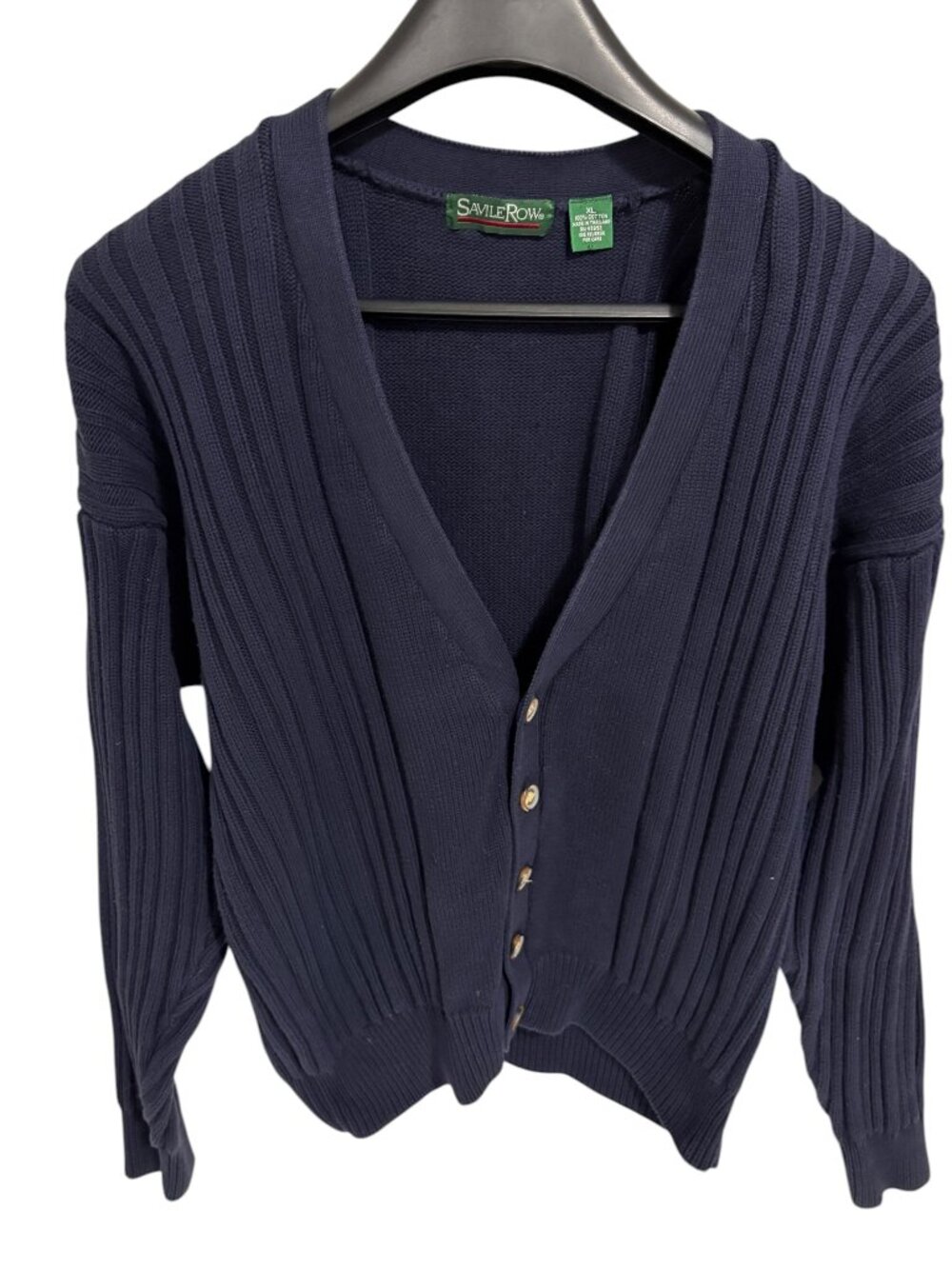 Cardigan Ribbed Knit Full Button Sweater Mens Size XL Vintage Savile Row